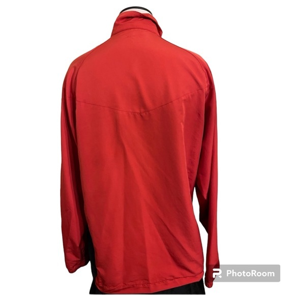 NIKE GOLF Red Black Quarter Zip Pullover Windbreaker Long‎ Sleeve size Medium - Picture 2 of 9